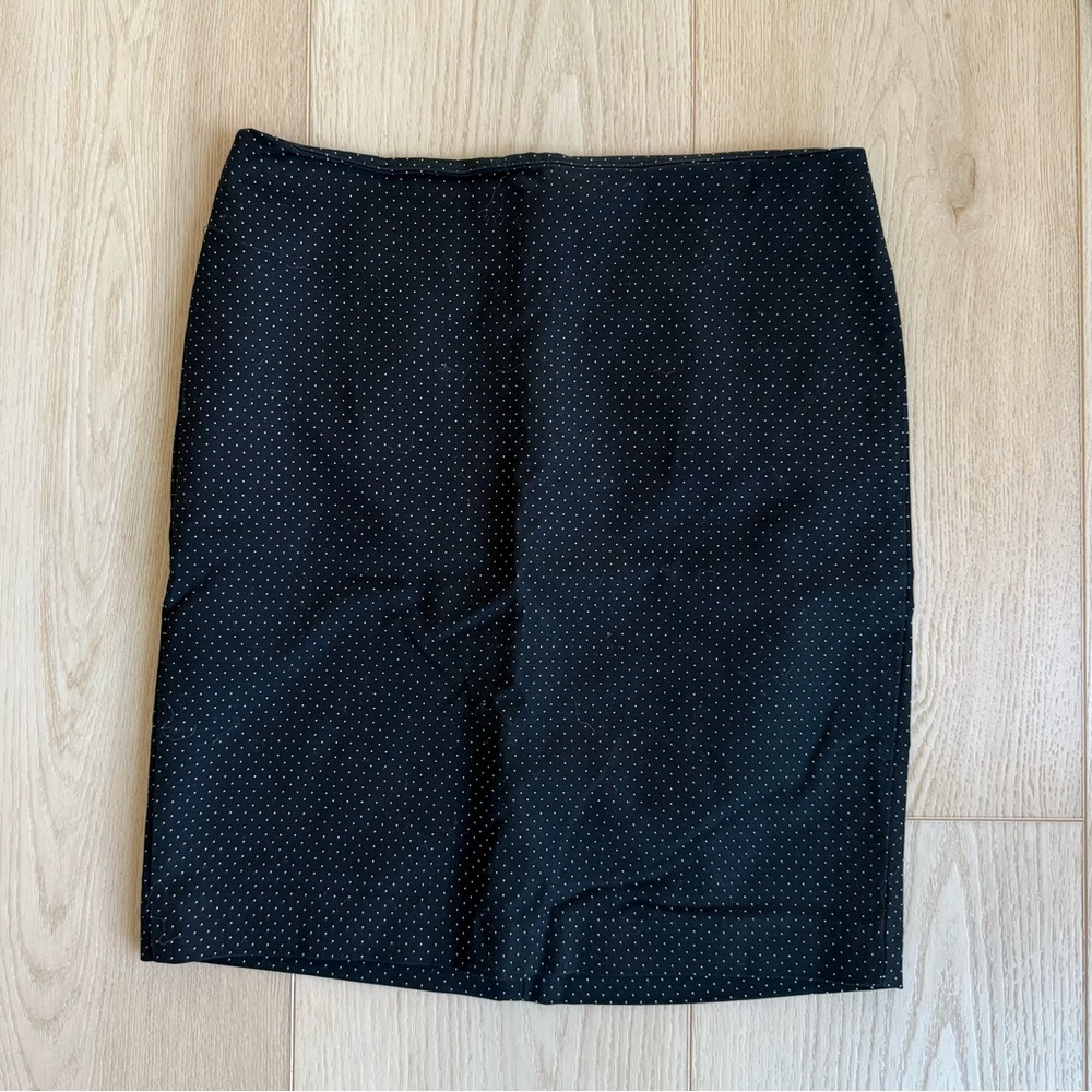 Dalia Collection Black Polka Dot Pencil Skirt
